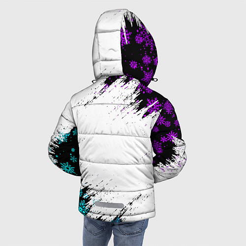 Зимняя куртка для мальчика НОВОГОДНИЕ НЕОНОВЫЕ СНЕЖИНКИ 2022 / 3D-Светло-серый – фото 4
