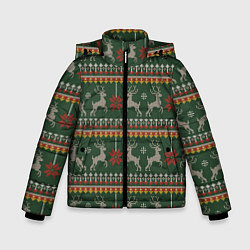 Куртка зимняя для мальчика Новогодний свитер c оленями 1, цвет: 3D-красный