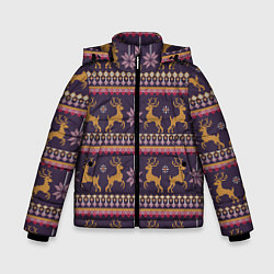 Куртка зимняя для мальчика Новогодний свитер c оленями 2, цвет: 3D-красный
