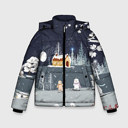 Куртка зимняя для мальчика Снеговики и Мишки 2022, цвет: 3D-красный
