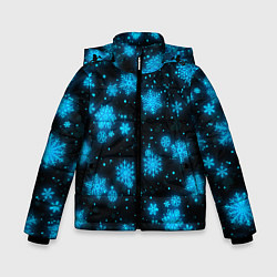 Куртка зимняя для мальчика НОВОГОДНИЕ НЕОНОВЫЕ СНЕЖИНКИ 2022 НОВЫЙ ГОД, цвет: 3D-светло-серый