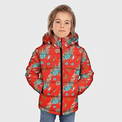 Куртка зимняя для мальчика Морские коньки паттерн, цвет: 3D-черный — фото 2
