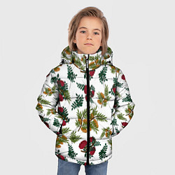 Куртка зимняя для мальчика Зимний паттерн ветки рябины, цвет: 3D-светло-серый — фото 2