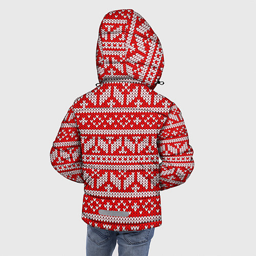 Зимняя куртка для мальчика Узор связанный крючком / 3D-Светло-серый – фото 4