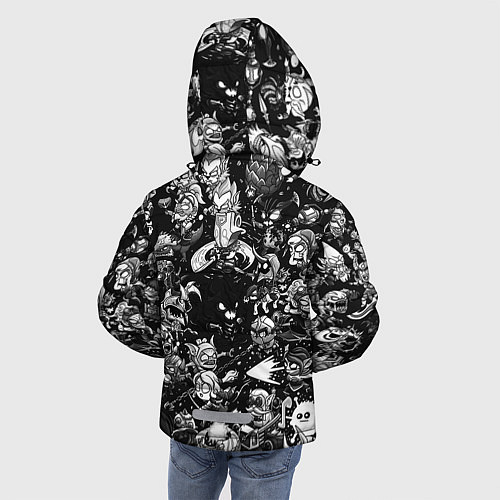 Зимняя куртка для мальчика DOTA 2 ВСЕ ПЕРСОНАЖИ ЧЁРНО БЕЛЫЙ / 3D-Светло-серый – фото 4