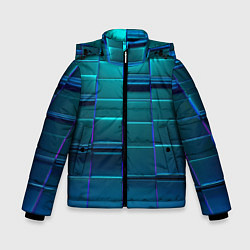 Куртка зимняя для мальчика 3D квадраты неоновые, цвет: 3D-светло-серый