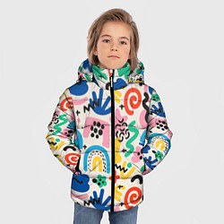Куртка зимняя для мальчика Абстракция рисунок, цвет: 3D-светло-серый — фото 2
