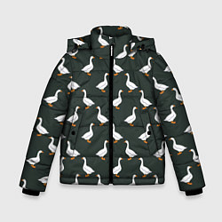 Куртка зимняя для мальчика Гуси паттерн, цвет: 3D-светло-серый