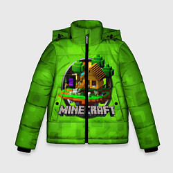 Куртка зимняя для мальчика Minecraft Logo Green, цвет: 3D-светло-серый