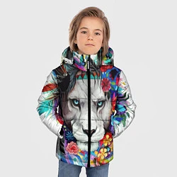 Куртка зимняя для мальчика Лев - сильный взгляд, цвет: 3D-светло-серый — фото 2