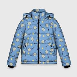 Куртка зимняя для мальчика Большой теннис паттерн, цвет: 3D-черный