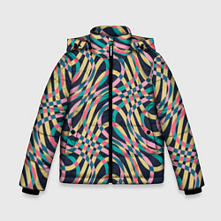 Куртка зимняя для мальчика Абстрактные полоски, цвет: 3D-черный