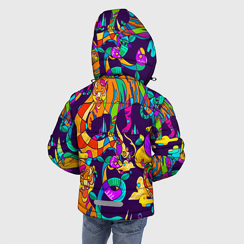 Зимняя куртка для мальчика Все смешалост-тигры,змеи / 3D-Светло-серый – фото 4