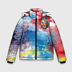 Куртка зимняя для мальчика Красочный лев на цветном облаке, цвет: 3D-черный