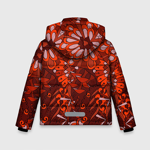 Зимняя куртка для мальчика Красные цветы абстракция / 3D-Красный – фото 2