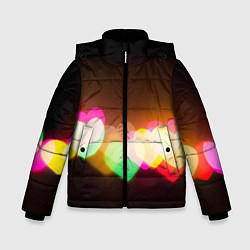 Куртка зимняя для мальчика Горящие сердца всех цветов радуги, цвет: 3D-черный