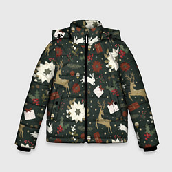 Куртка зимняя для мальчика Олени Новый Год, цвет: 3D-черный