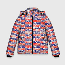 Куртка зимняя для мальчика СССР хроника паттерн, цвет: 3D-светло-серый