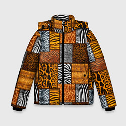 Куртка зимняя для мальчика Тигр, полосы, 2022, цвет: 3D-светло-серый