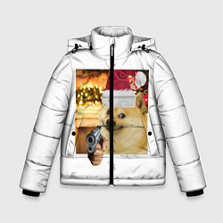 Зимняя куртка для мальчика Новогодняя собака злоупотребляет второй поправкой