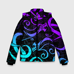 Куртка зимняя для мальчика НЕОНОВОЕ ТАТУ ДРАКЕНА УЗОР, цвет: 3D-светло-серый