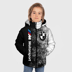 Куртка зимняя для мальчика БМВ Черно-белый логотип, цвет: 3D-светло-серый — фото 2