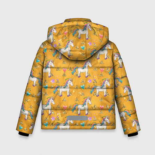 Зимняя куртка для мальчика Единороги на желтом фоне / 3D-Красный – фото 2