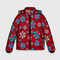 Куртка зимняя для мальчика Снежинки Черепа красный, цвет: 3D-светло-серый