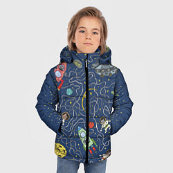 Куртка зимняя для мальчика Космокотята, цвет: 3D-черный — фото 2