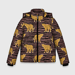 Куртка зимняя для мальчика Леопарды паттерн, цвет: 3D-светло-серый