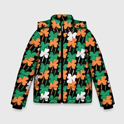 Куртка зимняя для мальчика Клевер в цветах Ирландского флага паттерн, цвет: 3D-светло-серый