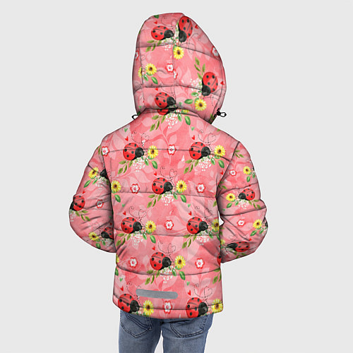 Зимняя куртка для мальчика Божья коровка паттерн / 3D-Светло-серый – фото 4