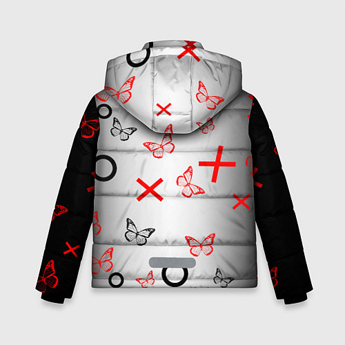 Зимняя куртка для мальчика Крестики нолики сердцами / 3D-Красный – фото 2