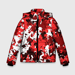 Куртка зимняя для мальчика Красно-белый камуфляж, цвет: 3D-черный