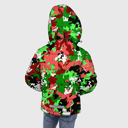 Зимняя куртка для мальчика Красно-зеленый камуфляж / 3D-Светло-серый – фото 4
