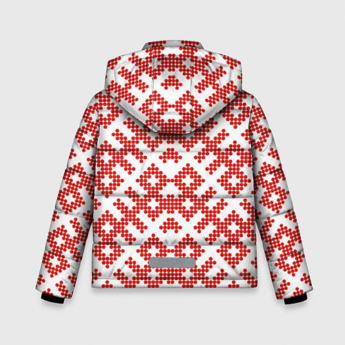Зимняя куртка для мальчика Славянский орнамент этнический узор / 3D-Красный – фото 2