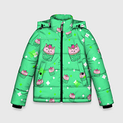 Куртка зимняя для мальчика Кот капкейк, цвет: 3D-черный