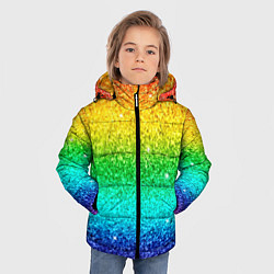 Куртка зимняя для мальчика Блестки радуга, цвет: 3D-светло-серый — фото 2