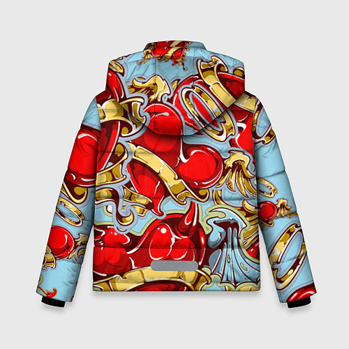 Зимняя куртка для мальчика Сердца влюбленных / 3D-Красный – фото 2