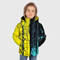 Куртка зимняя для мальчика CYBERPUNK 2077 Логотип, цвет: 3D-светло-серый — фото 2