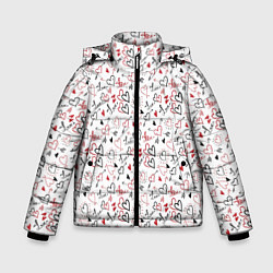 Куртка зимняя для мальчика Valentines Pattern, цвет: 3D-черный