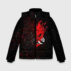 Куртка зимняя для мальчика SAMURAI CYBERPUNK 2077 КИБЕРПАНК 2077 БРЫЗГИ, цвет: 3D-черный