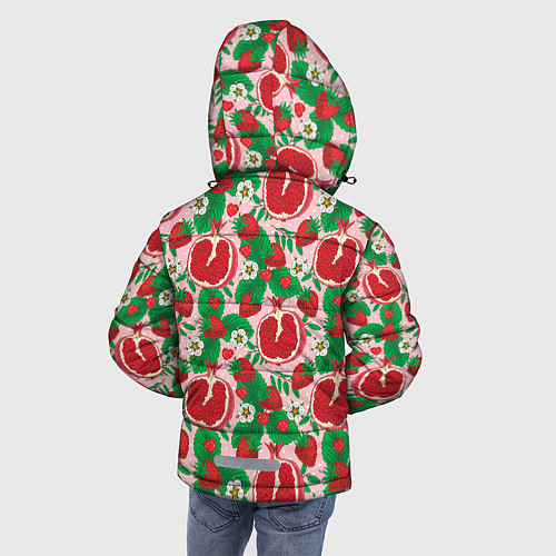 Зимняя куртка для мальчика Гранат фрукт паттерн / 3D-Светло-серый – фото 4