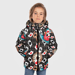 Куртка зимняя для мальчика Алиса в стране чудес - карты и время, цвет: 3D-черный — фото 2