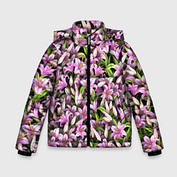 Куртка зимняя для мальчика Лилии цветут, цвет: 3D-черный