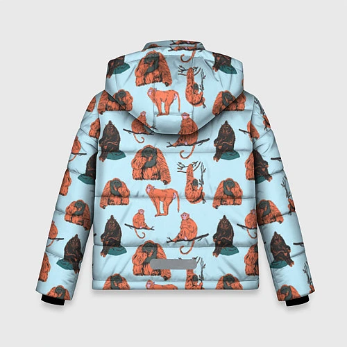 Зимняя куртка для мальчика Обезьянки паттерн / 3D-Красный – фото 2