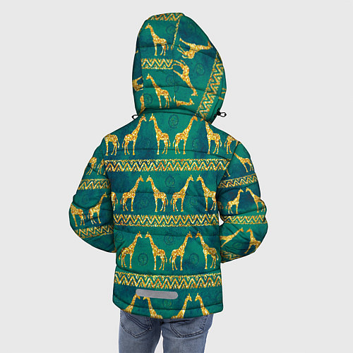 Зимняя куртка для мальчика Золотые жирафы паттерн / 3D-Светло-серый – фото 4