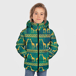 Куртка зимняя для мальчика Золотые жирафы паттерн, цвет: 3D-светло-серый — фото 2