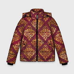 Куртка зимняя для мальчика Классические золотые узоры, цвет: 3D-черный