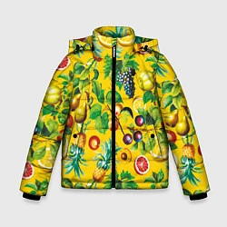Куртка зимняя для мальчика Лето Фрукты, цвет: 3D-светло-серый